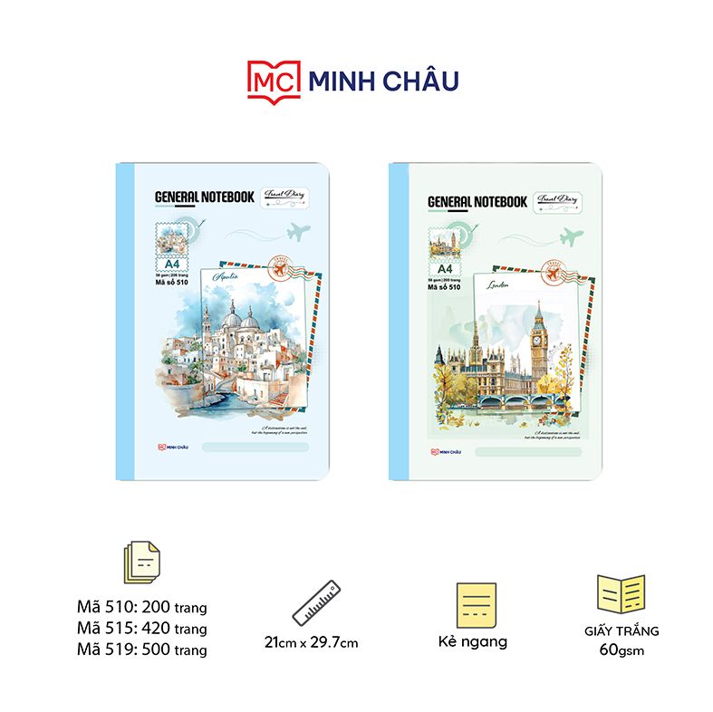  Sổ cao cấp may gáy General Book A4 (Mã 510-515-519)