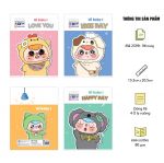 Vở 4 Ô ly ghim gáy (loại 2mm x 2mm), 15.5 x 20.5cm, Giấy trắng ĐL 80gsm, 96 trang, Bộ Hi babe (Mã 2599)