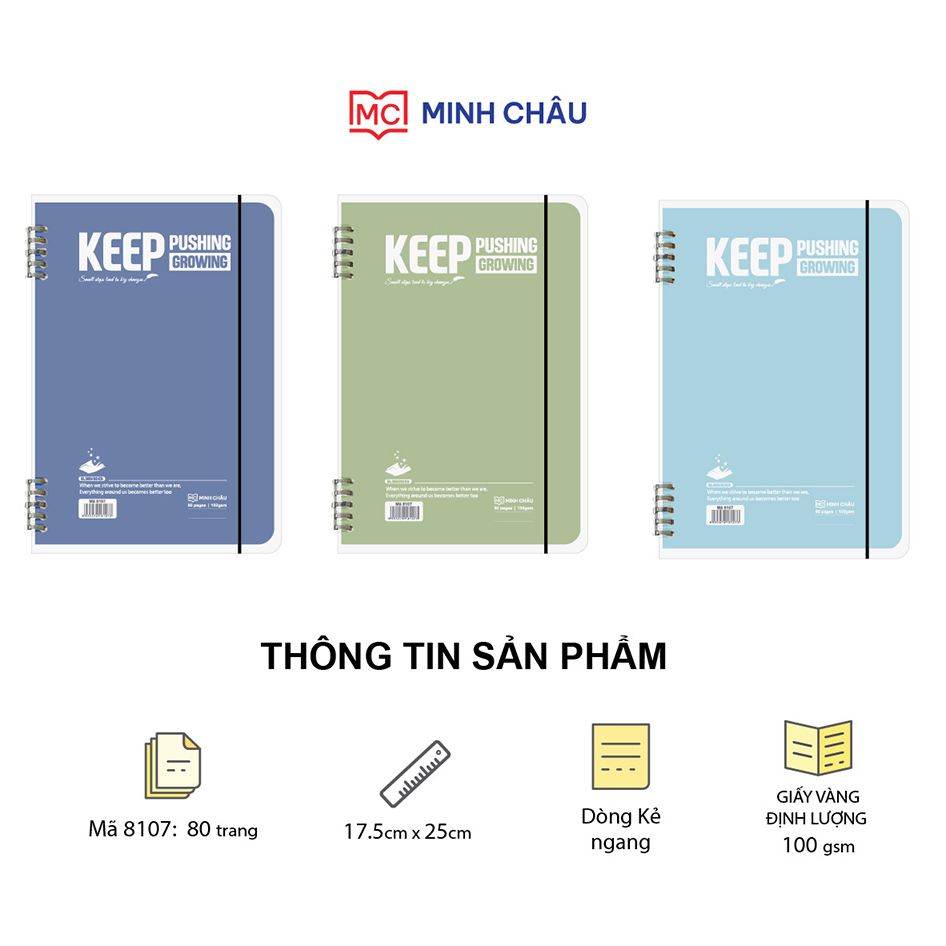 SỔ CÒNG BÌA NHỰA 2 ĐẦU B5 - DÒNG KẺ NGANG (Mã số: 8107)