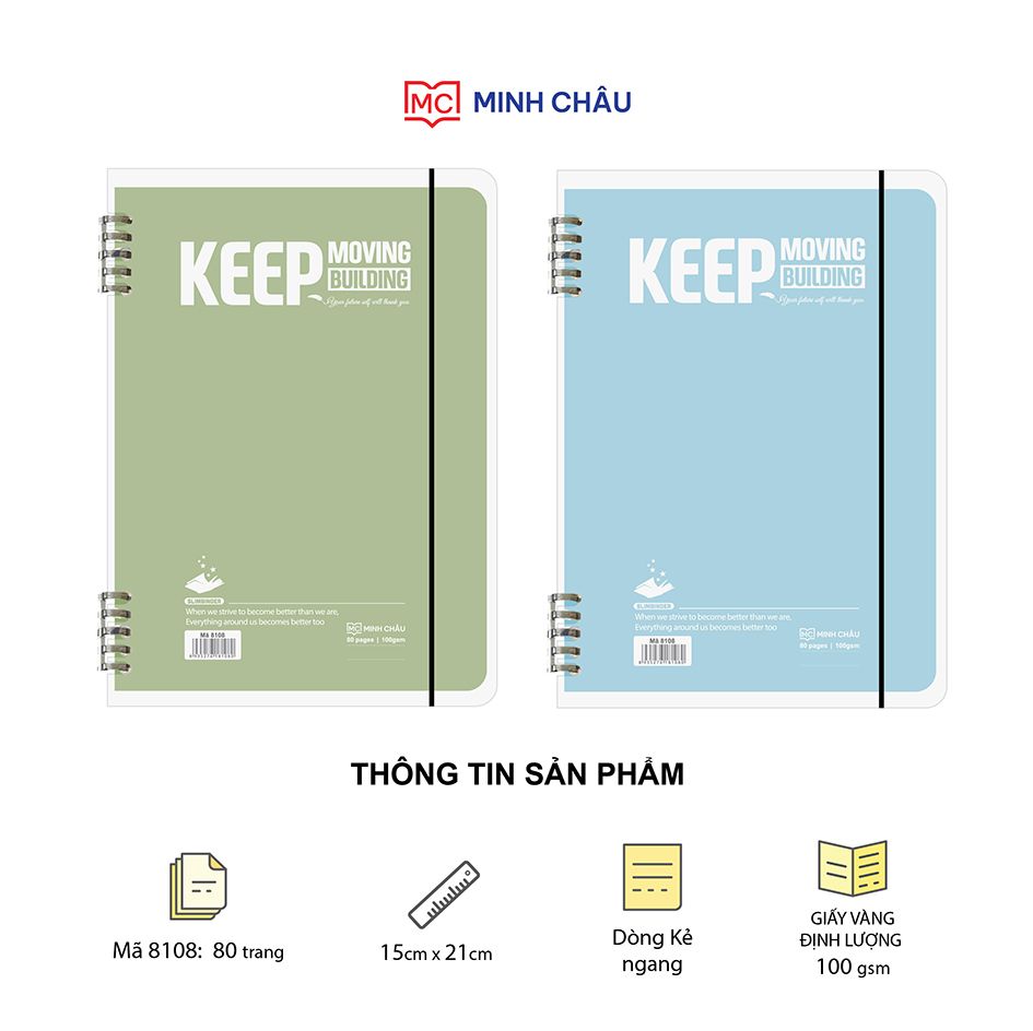  SỔ CÒNG 2 ĐẦU BÌA NHỰA  A5 - DÒNG KẺ NGANG (Mã số: 8108)